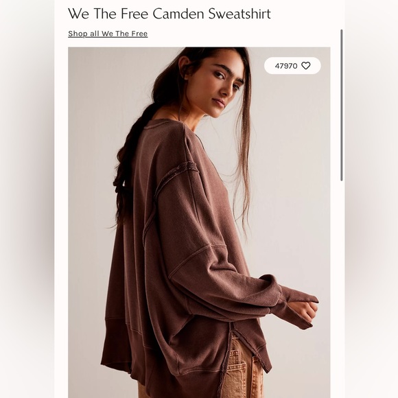 NWOT Free People Camden sweatshirt - Picture 2 of 5